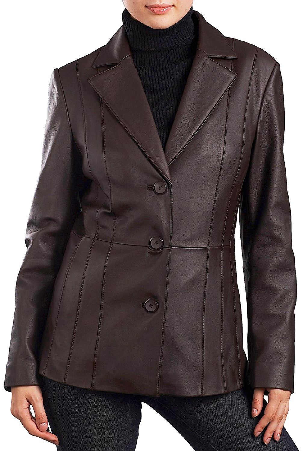 BGSD Women Crystal Lambskin Leather Blazer