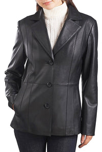 BGSD Women Crystal Lambskin Leather Blazer