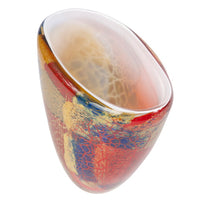 Hand Blown Multicolor Abstract Art Glass Vase 7" tall