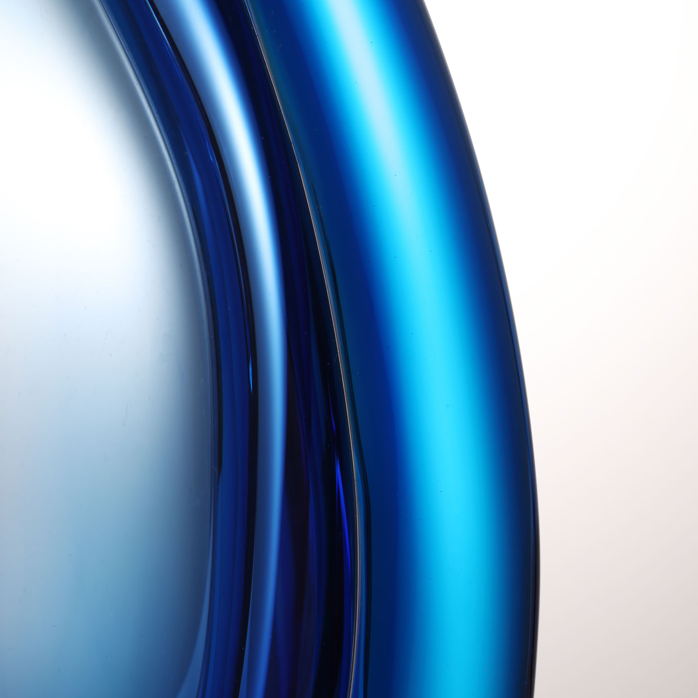 Hand Blown Sommerso Oval Art Glass Vase - Blue 8.5-10 inch tall