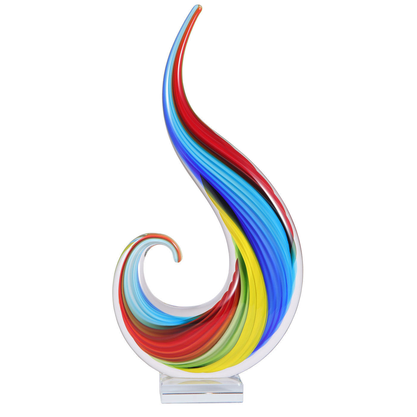 Hand Blown Rainbow Swirl Sommerso Art Glass Sculpture 12-15 inch tall