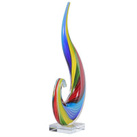 Hand Blown Rainbow Swirl Sommerso Art Glass Sculpture 12-15 inch tall